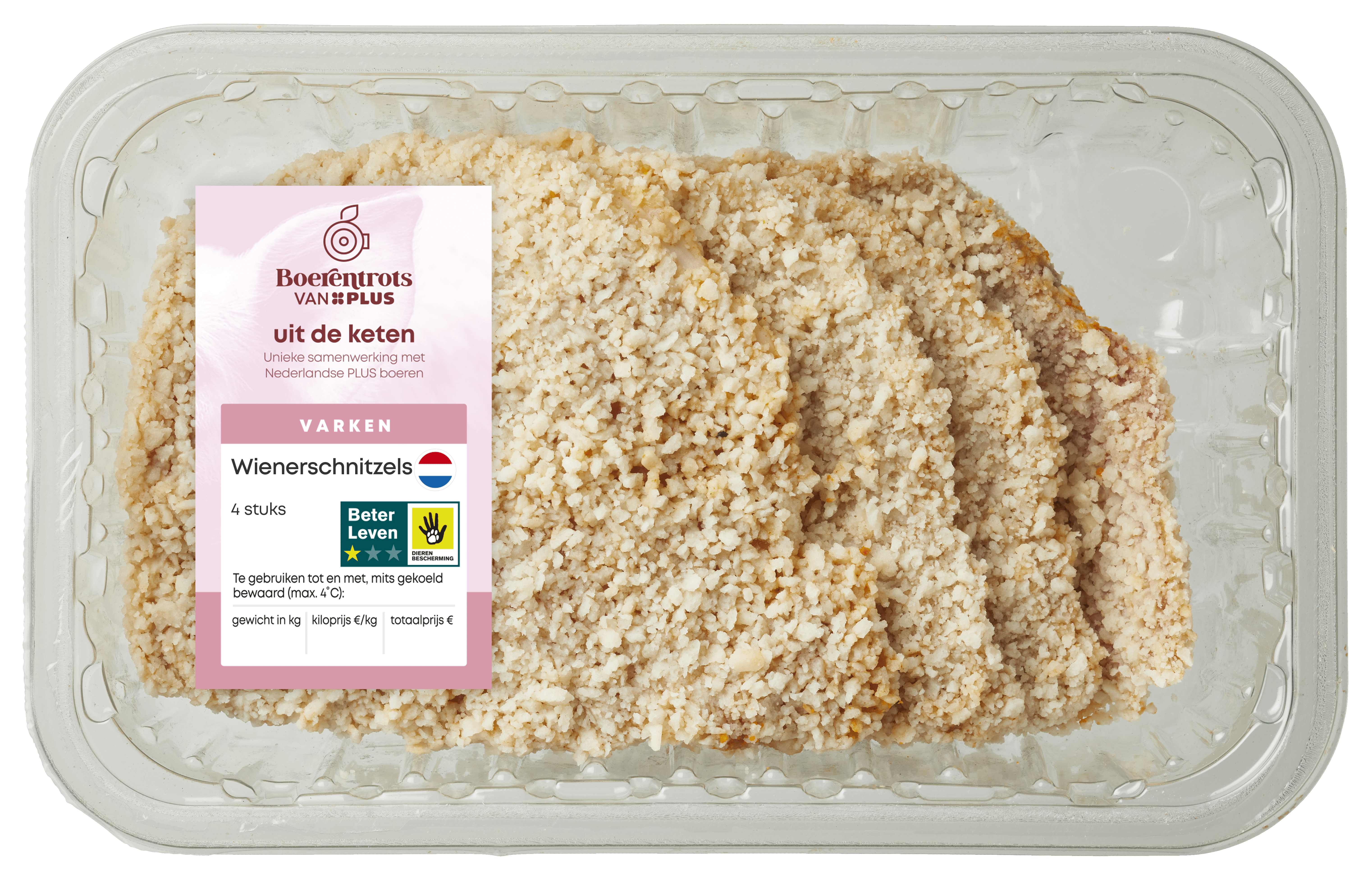 PLUS Boerentrots Wienerschnitzel 4st Tray 470 g