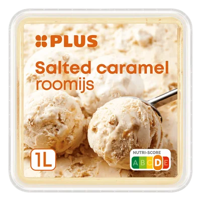 PLUS Roomijs salted caramel 1000ml Kuipje 500 g