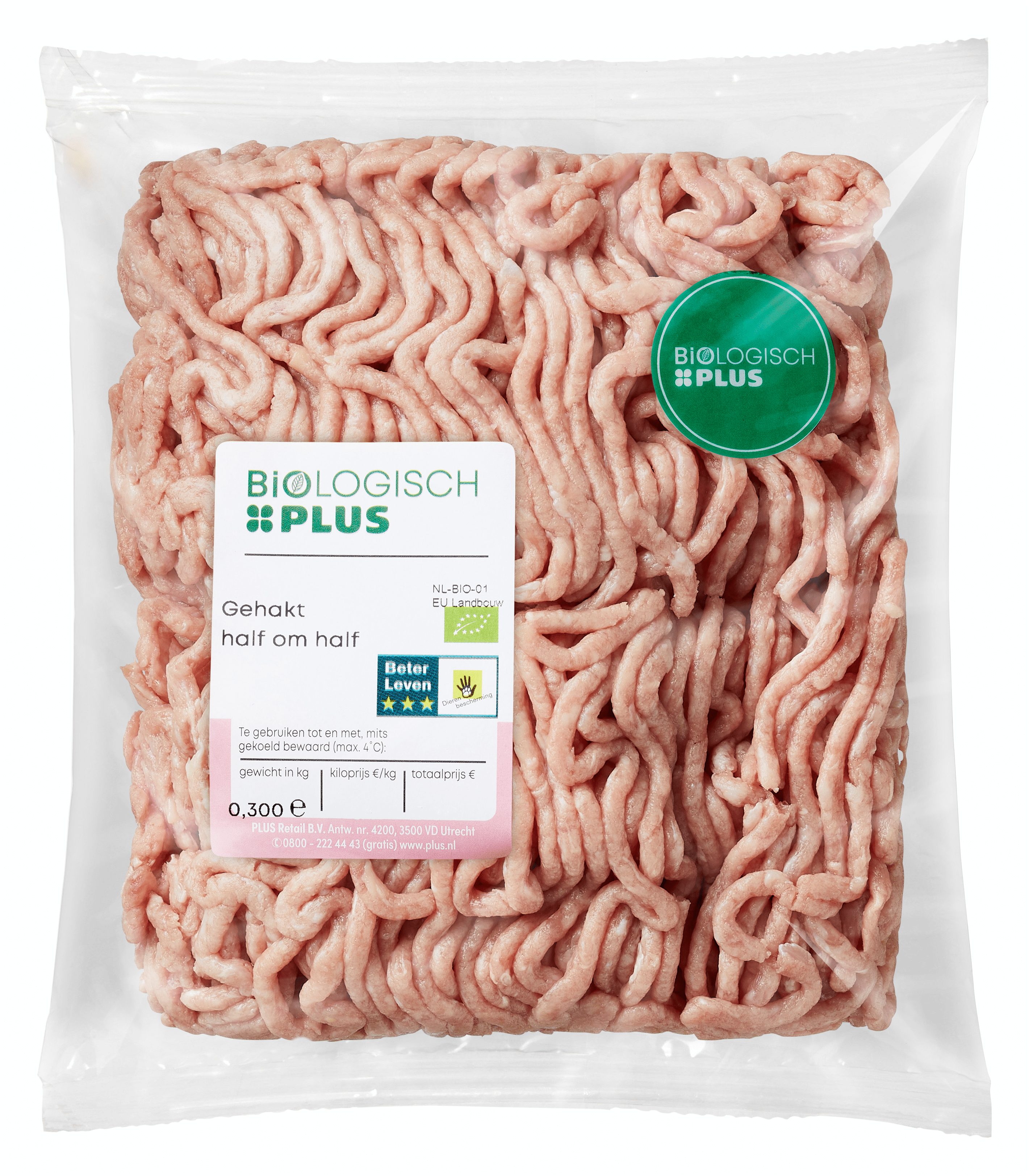 Biologisch PLUS Gehakt half om half Tray 300 g