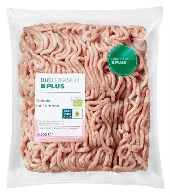 Biologisch PLUS Gehakt half om half Tray 300 g