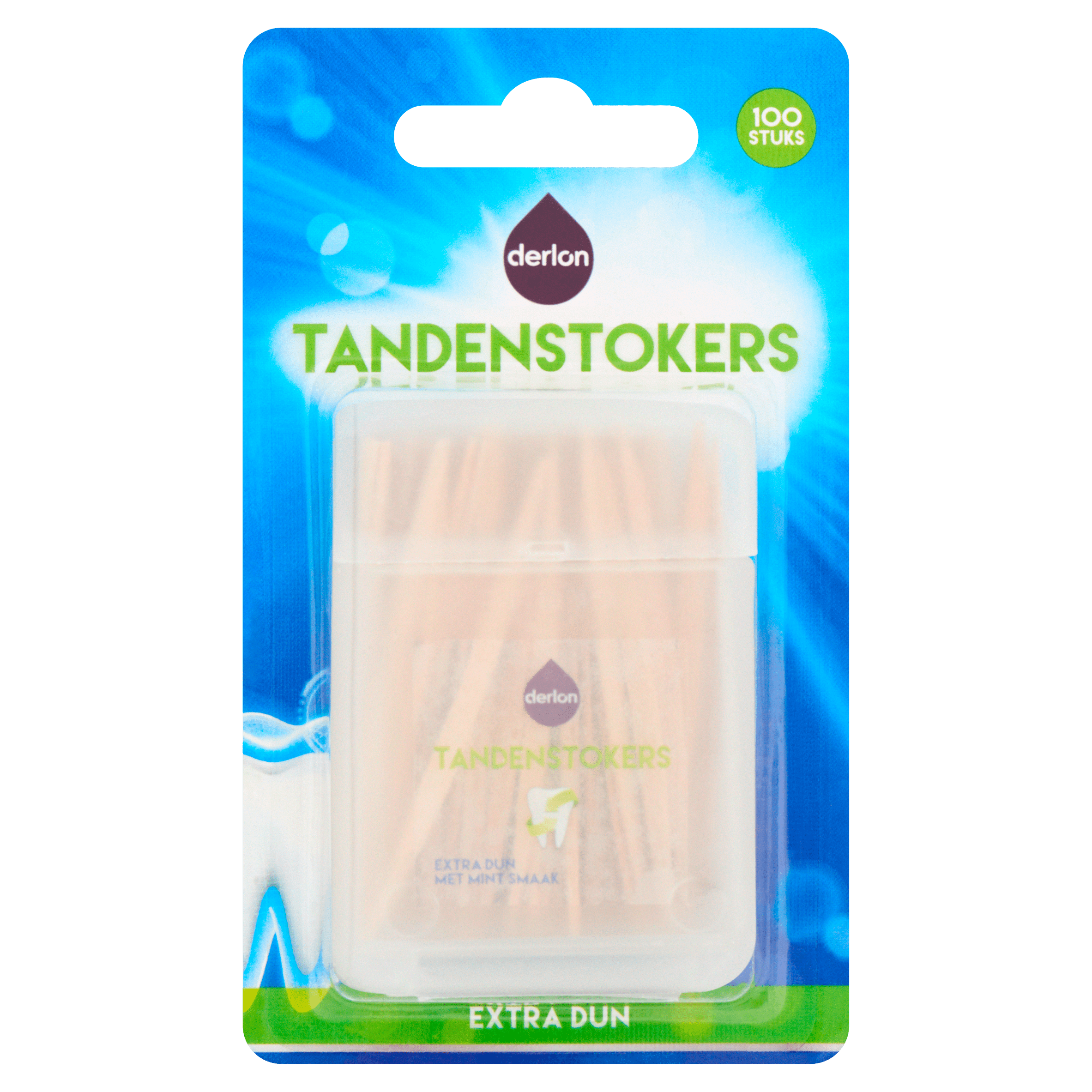 Derlon Tandenstokers extra dun mintsmaak Blister 100 st