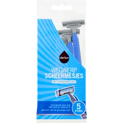 Derlon Wegwerpscheermesjes 2 blades Wikkel 5 st