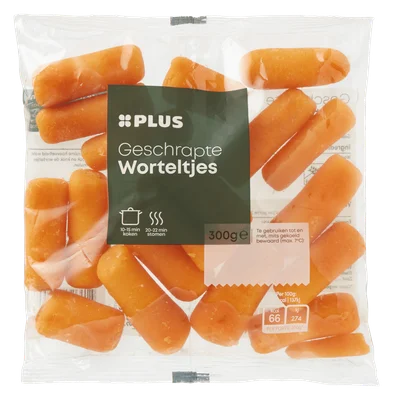 PLUS Worteltjes geschrapt Zak 300 g