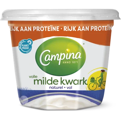 Campina Volle milde kwark naturel Beker 500 g