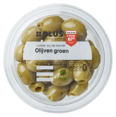 PLUS Groene olijven Bakje 130 g