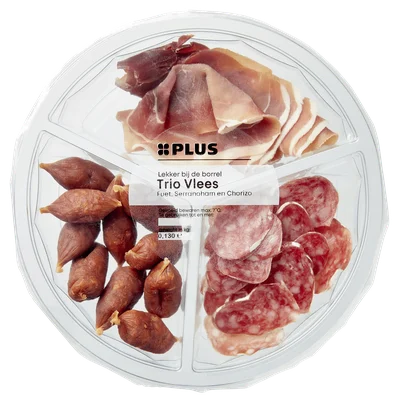 PLUS Tapasschotel Fuet, serranoham, chorizo Tray 130 g