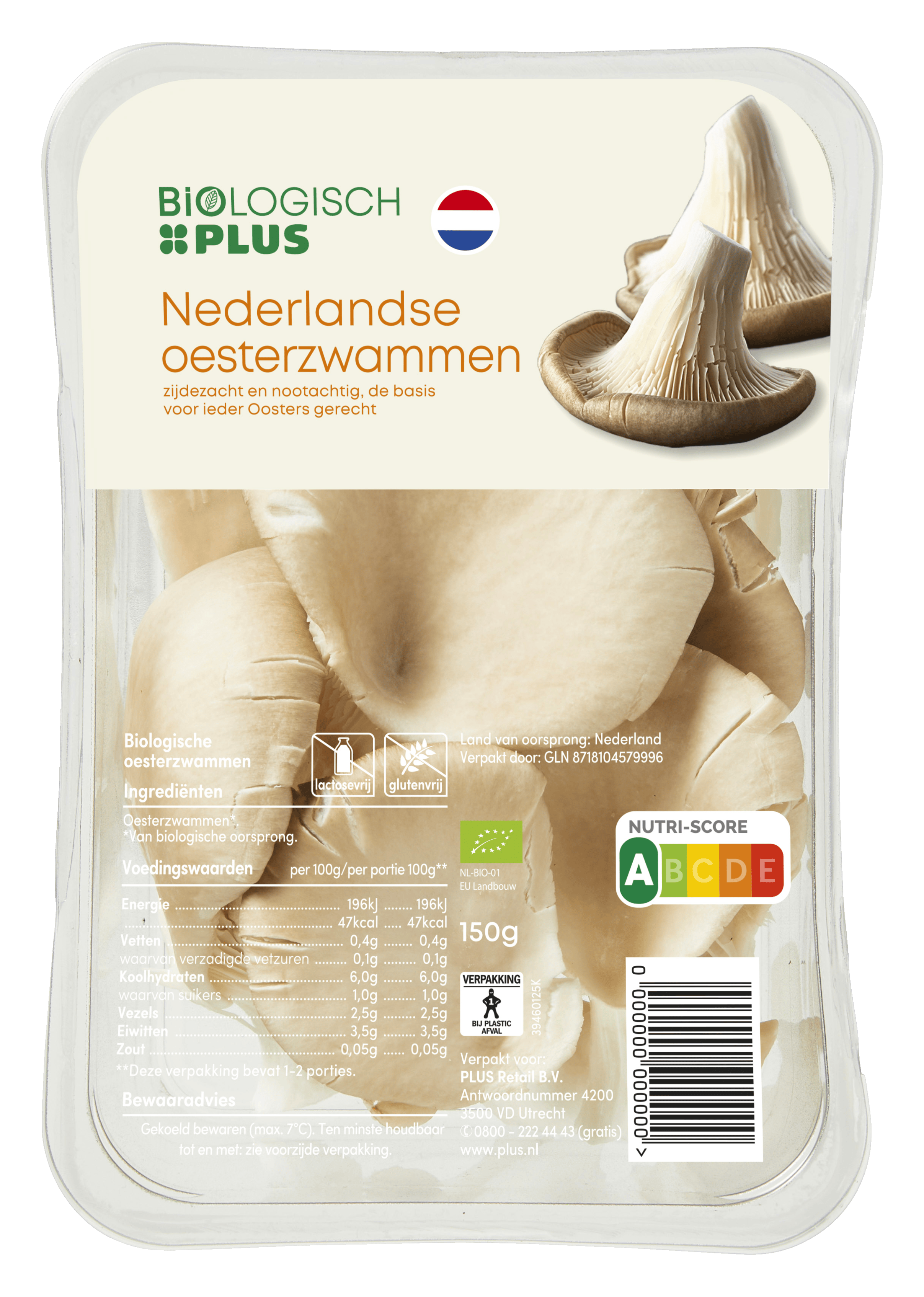 Biologisch PLUS Oesterzwammen biologisch Tray 150 g