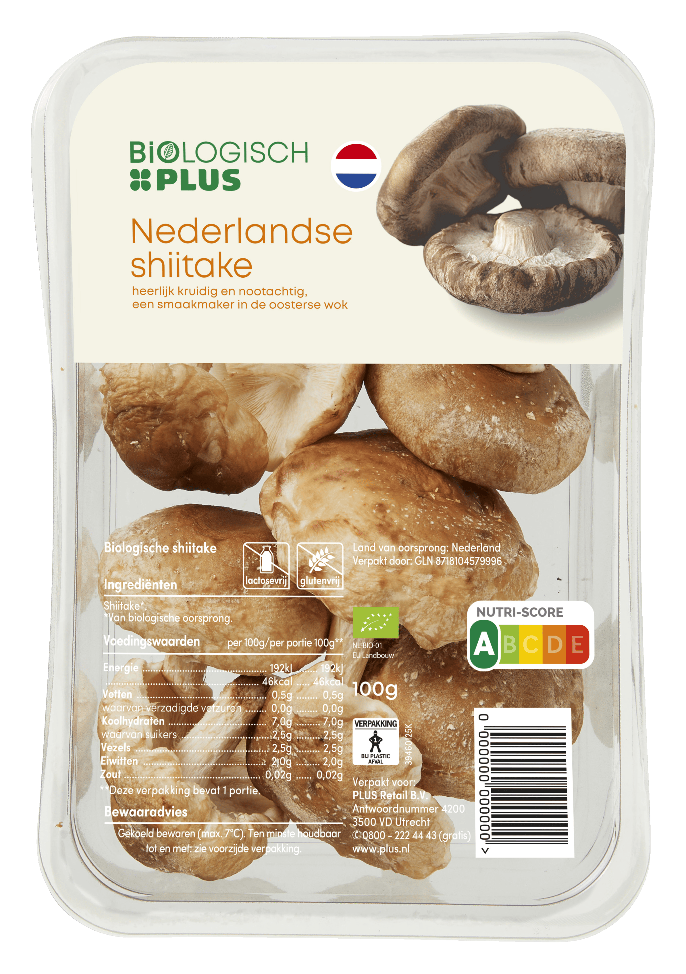 Biologisch PLUS Shiitake biologisch Tray 100 g