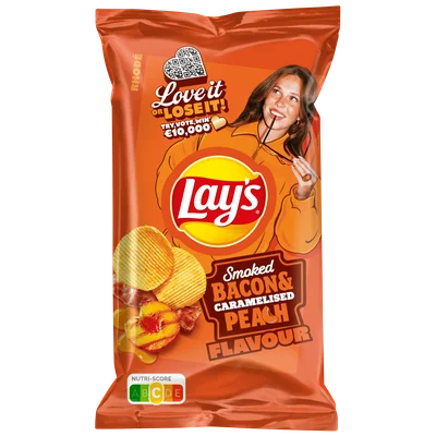 Lays Max Ribbel Chips Smoked Bacon Caramel Zak 185 g