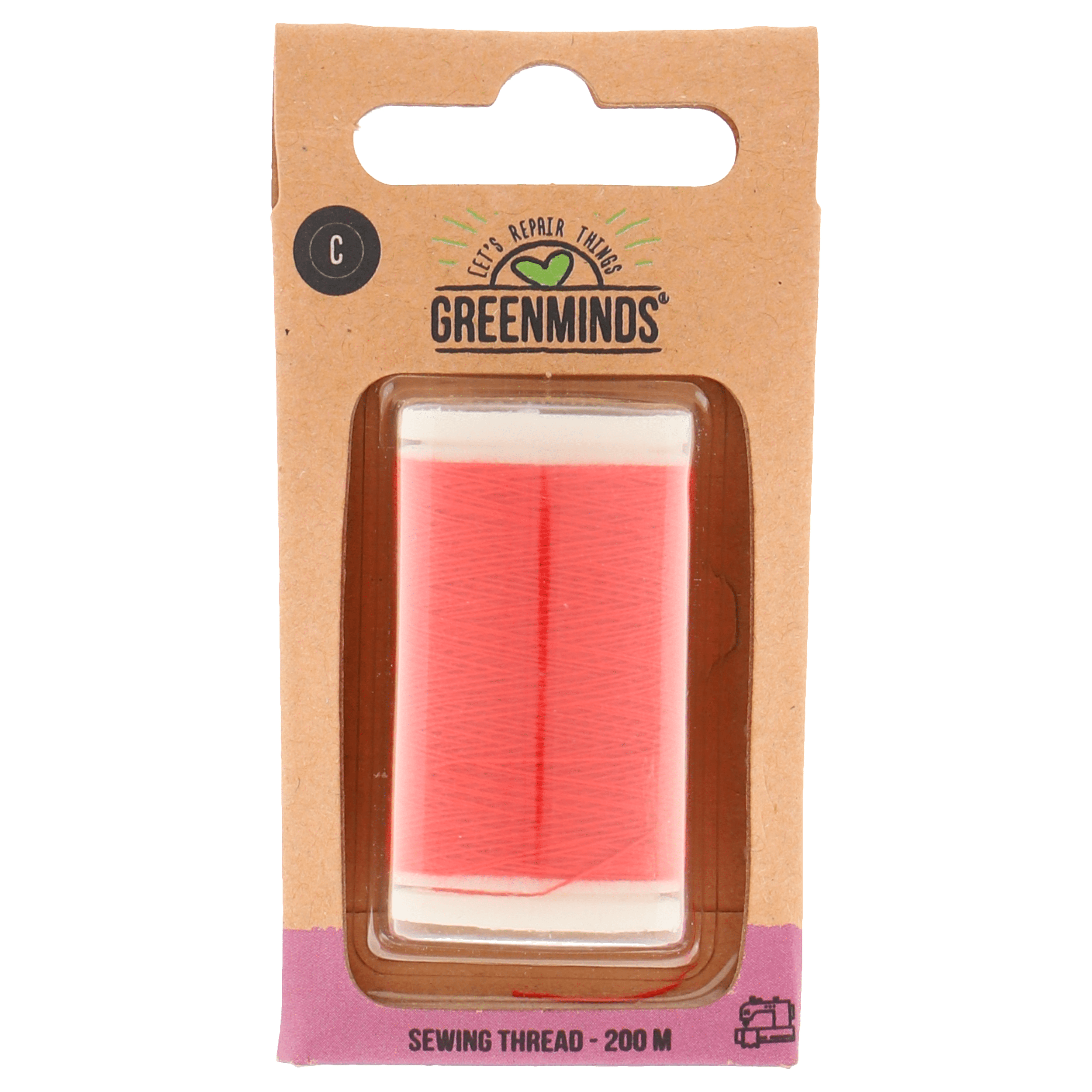 Greenminds Garen 100% polyester rood 200m Kaart 1 st
