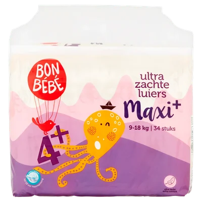 Bonbebe Luiers maat 4+ maxi+ 9-18 kg Stazak 34 st