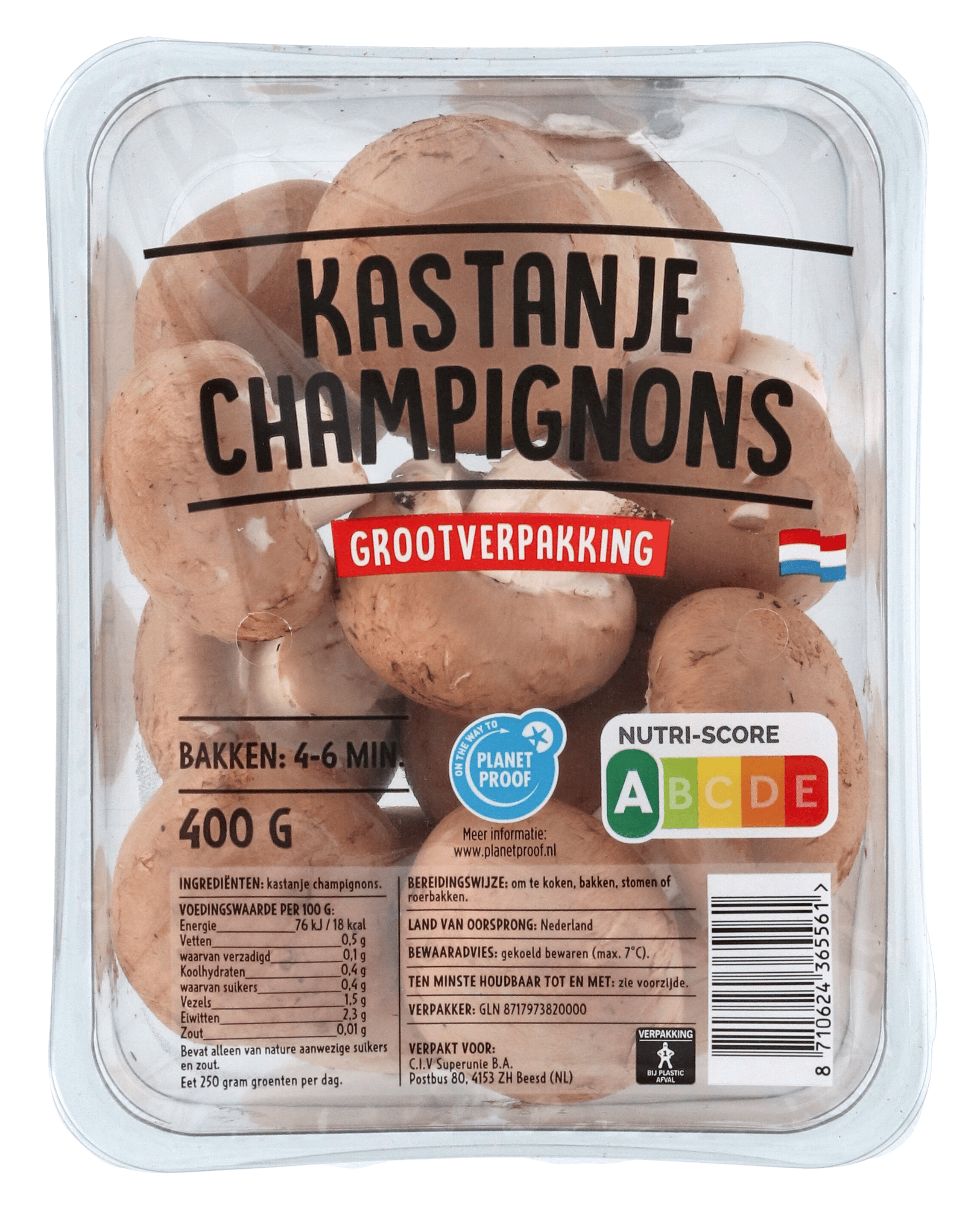 Neutraal Kastanjechampignons Tray 400 g