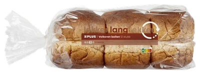 PLUS Lang lekker bollen volkoren Zak 12 st