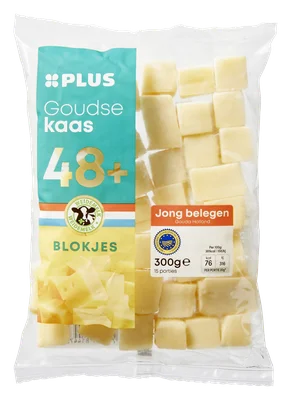 PLUS Goudse geraspte kaas belegen 48+ VDV Zak 300 g
