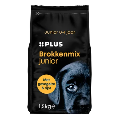 PLUS Brokkenmix junior gevogelte &amp; rijst Stazak 1500 g