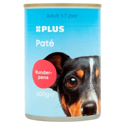 PLUS Hondenvoer runderpens paté 4% Blik 400 g