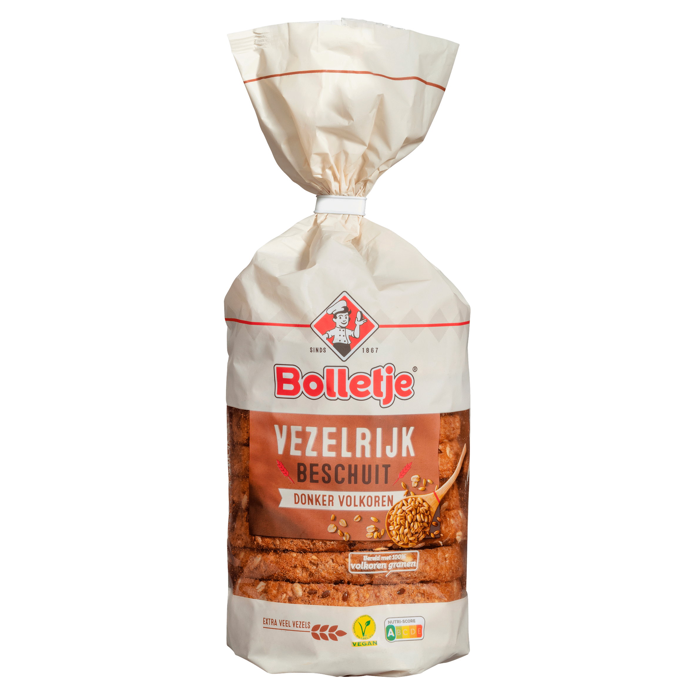 Bolletje Vezelrijk beschuit donker volkoren Rol 160 g