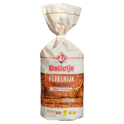 Bolletje Vezelrijk beschuit donker volkoren Rol 160 g