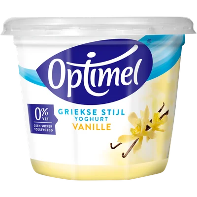 Optimel Yoghurt Griekse stijl vanille 0% vet Beker 450 g