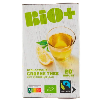 BIO+ Groene thee citroen Fairtrade Doos 20 st