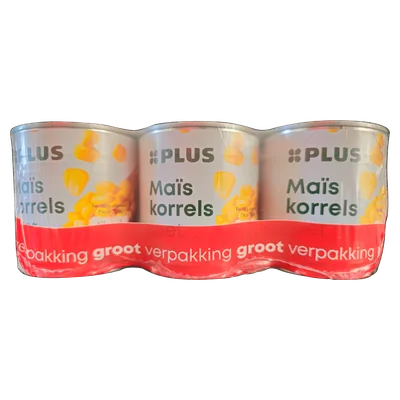 PLUS Maïskorrels 3 pack Krimp 450 g