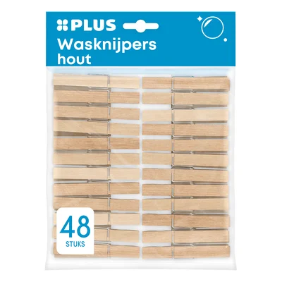 PLUS Houten wasknijpers FSC Kaart 48 st