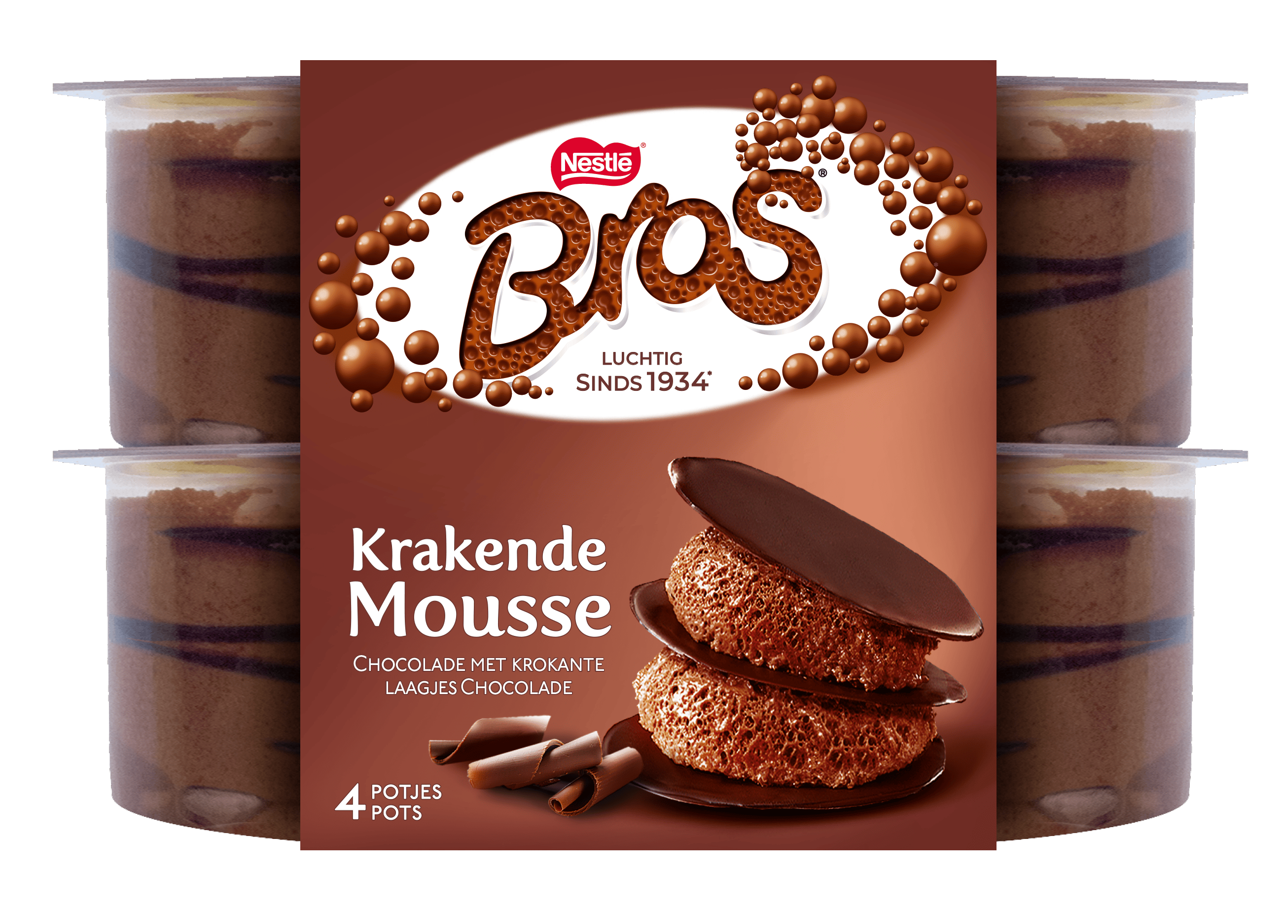 Nestlé Bros krakende mousse melkchocolade 4st Set 228 g