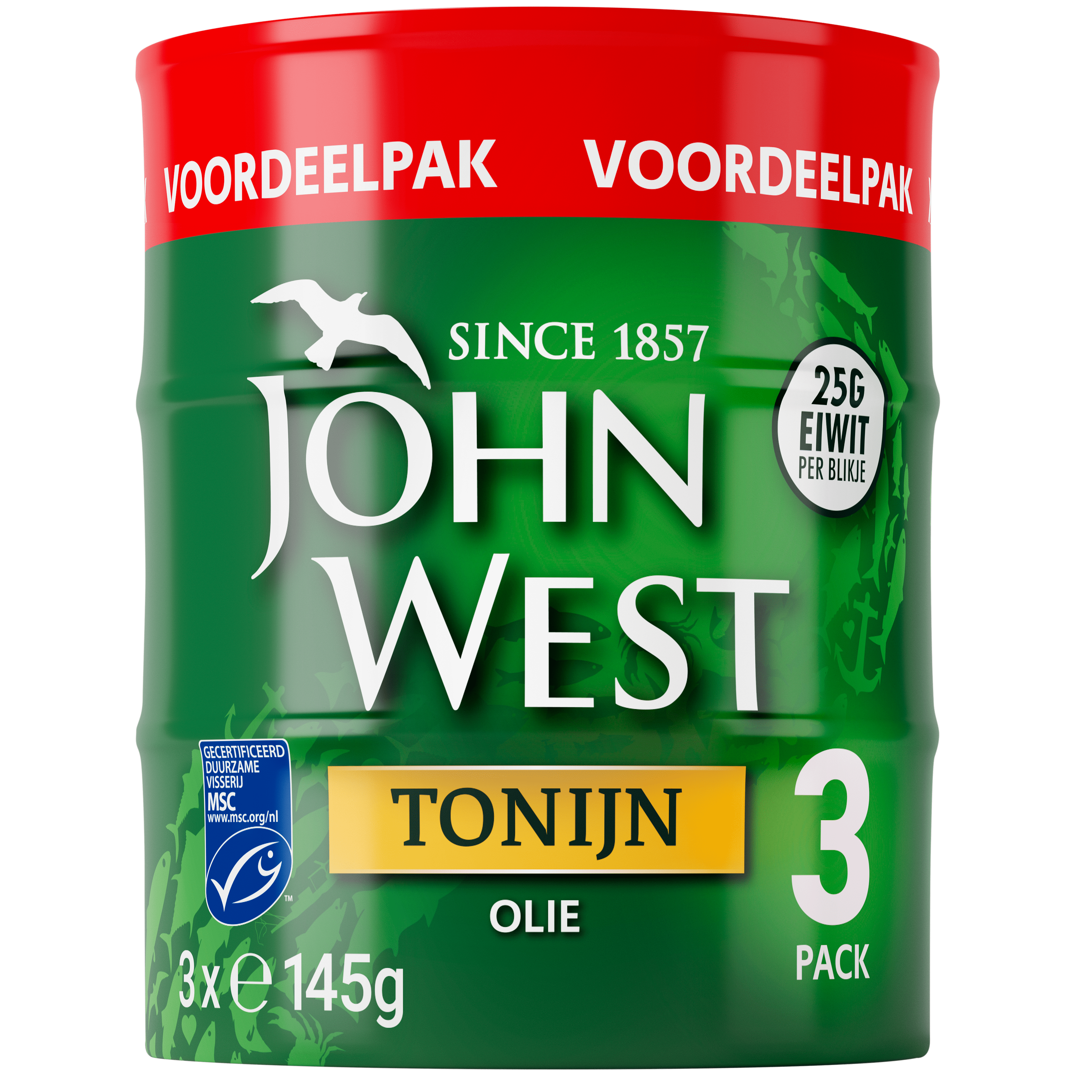 John West Tonijnstukken in olijfolie MSC 3pack Blik 435 g