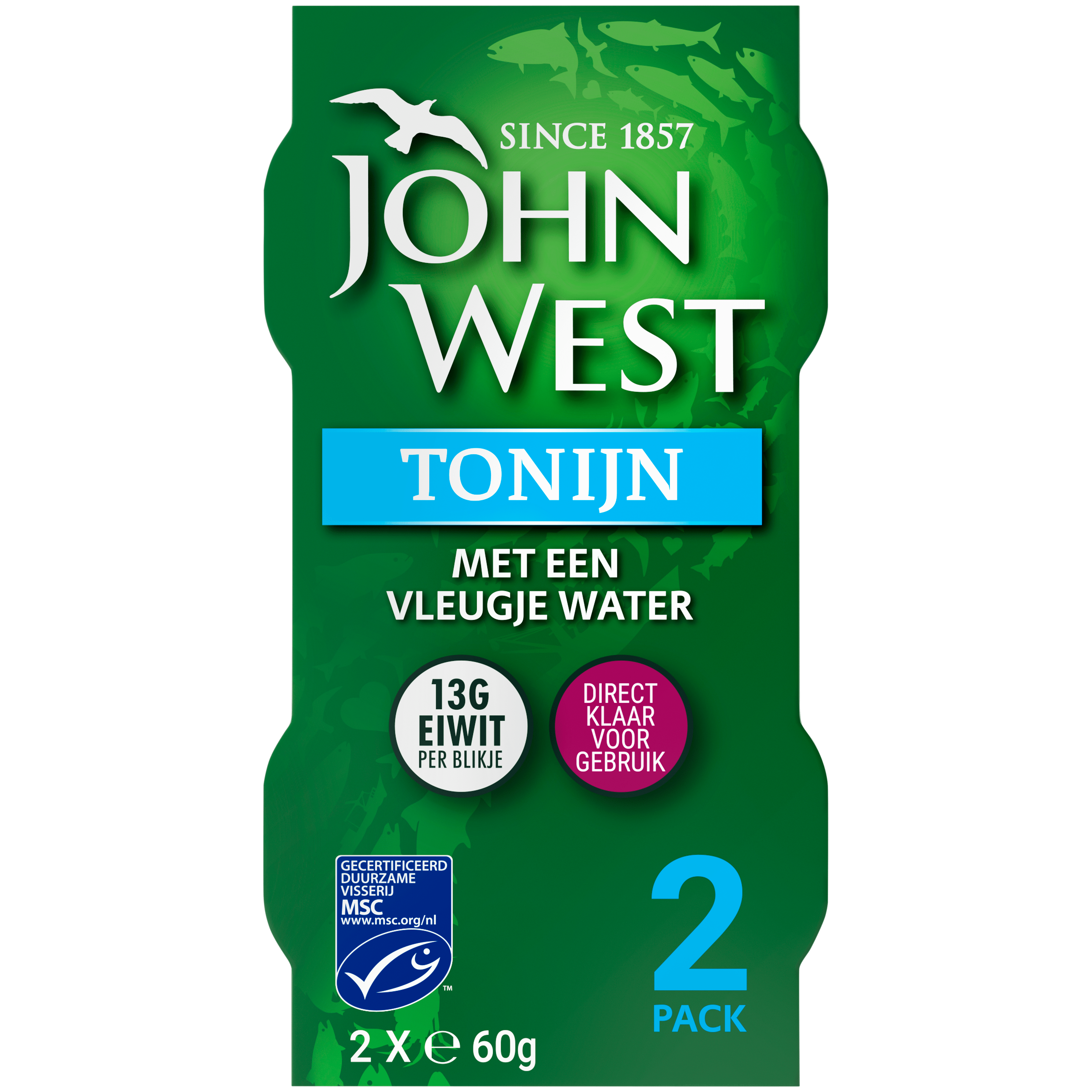 John West Tonijnstukken olijfolie MSC 2 pack Blik 2 st