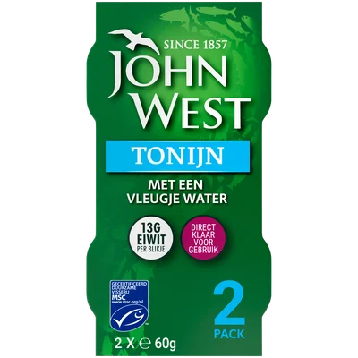 John West Tonijnstukken olijfolie MSC 2 pack Blik 2 st
