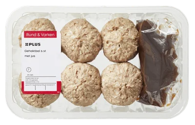 PLUS Gehaktbal met jus 6 st. Tray 690 g