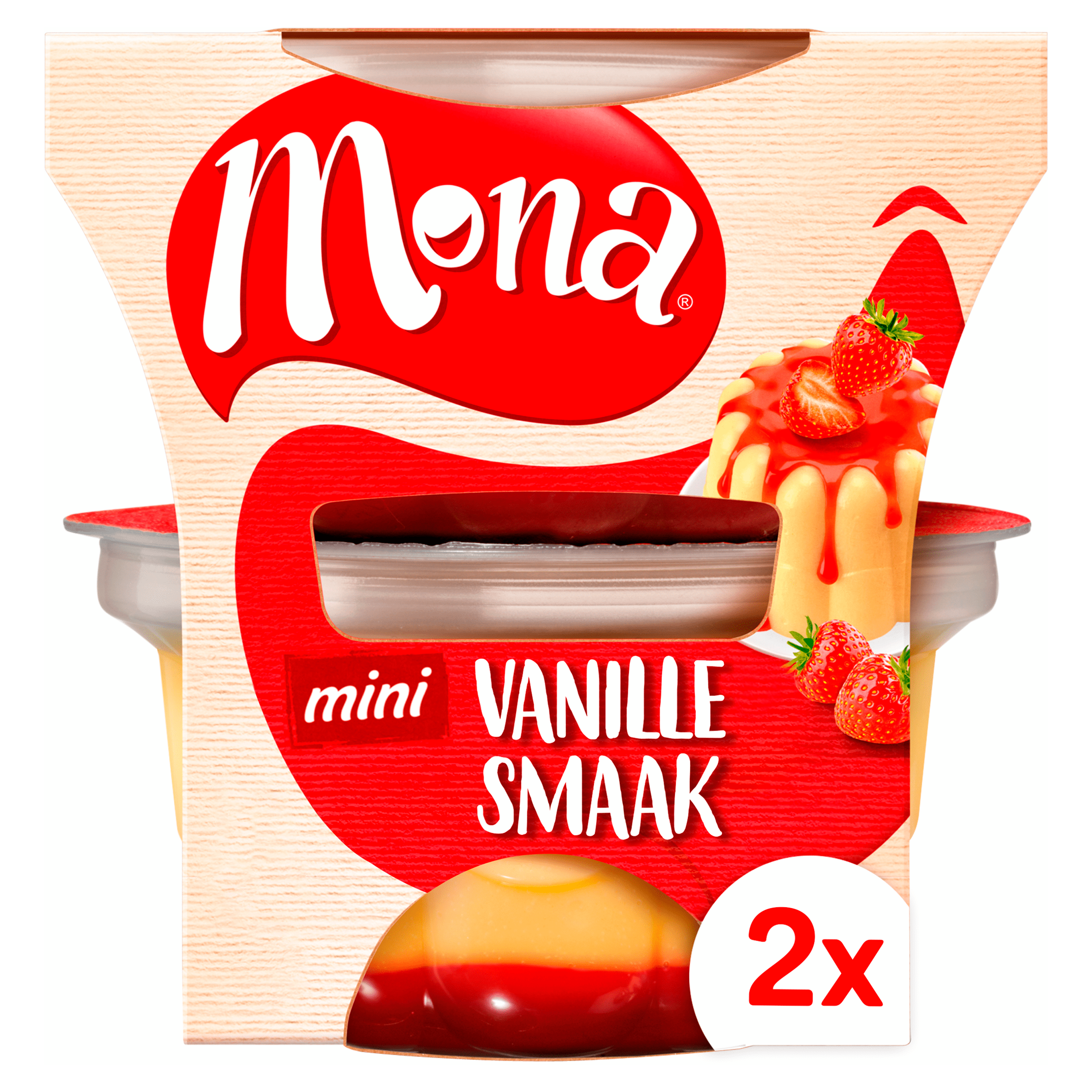 Mona Duopudding vanille met aardbeiensaus Set 296 g