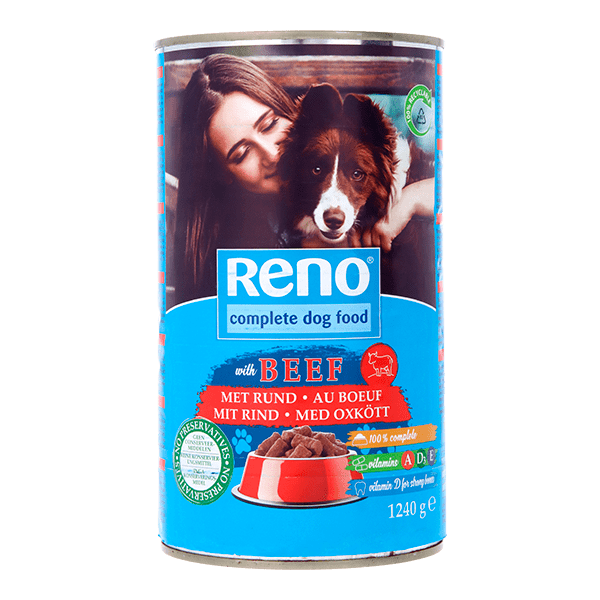 Reno Hondenvoer in blik kip brok/saus Blik 1240 g