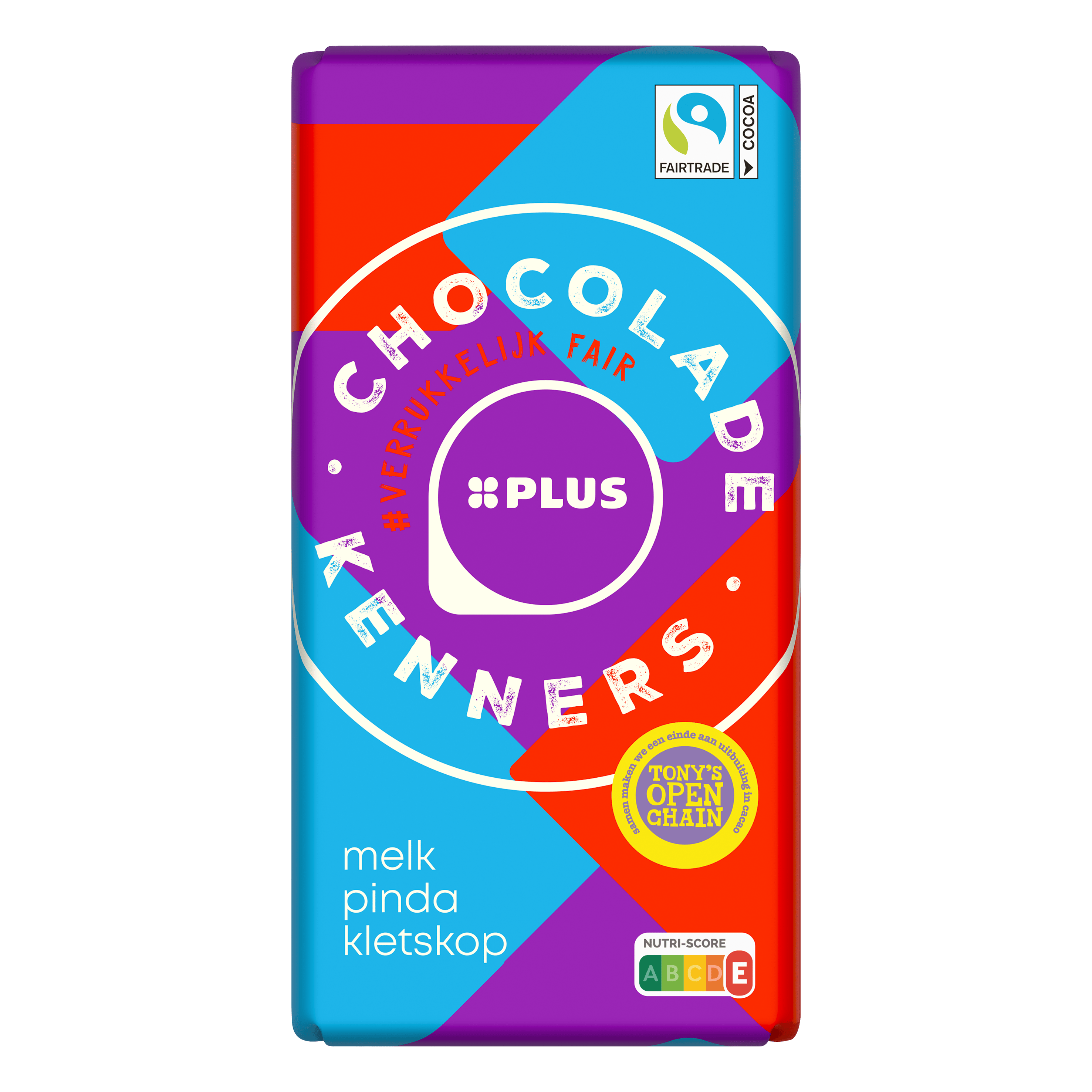 PLUS Chocoladereep melk pinda kletskop FT Wikkel 140 g