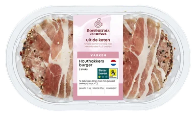 PLUS Boerentrots Houthakkers burger 2 stuks Tray 252 g