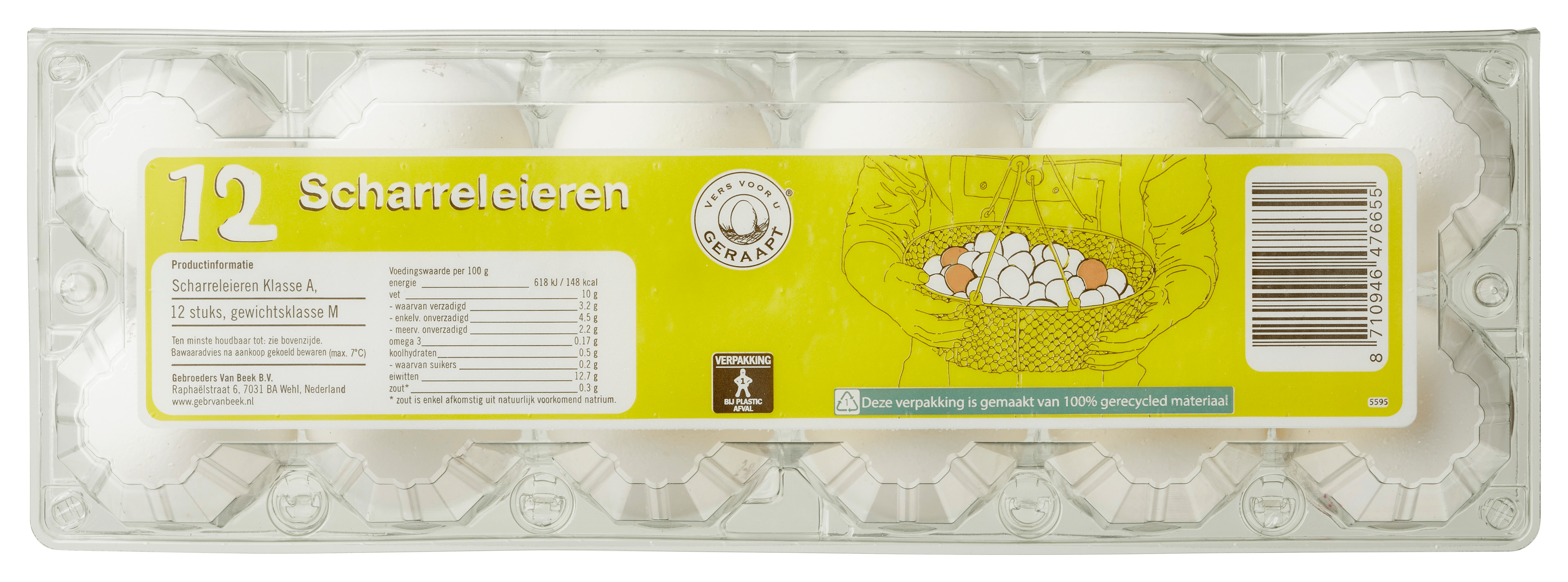 Neutraal Scharreleieren m 12 stuks Bakje 12 st