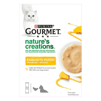 Gourmet Puree kattensnacks met kip &amp; catnip Doos 5 st