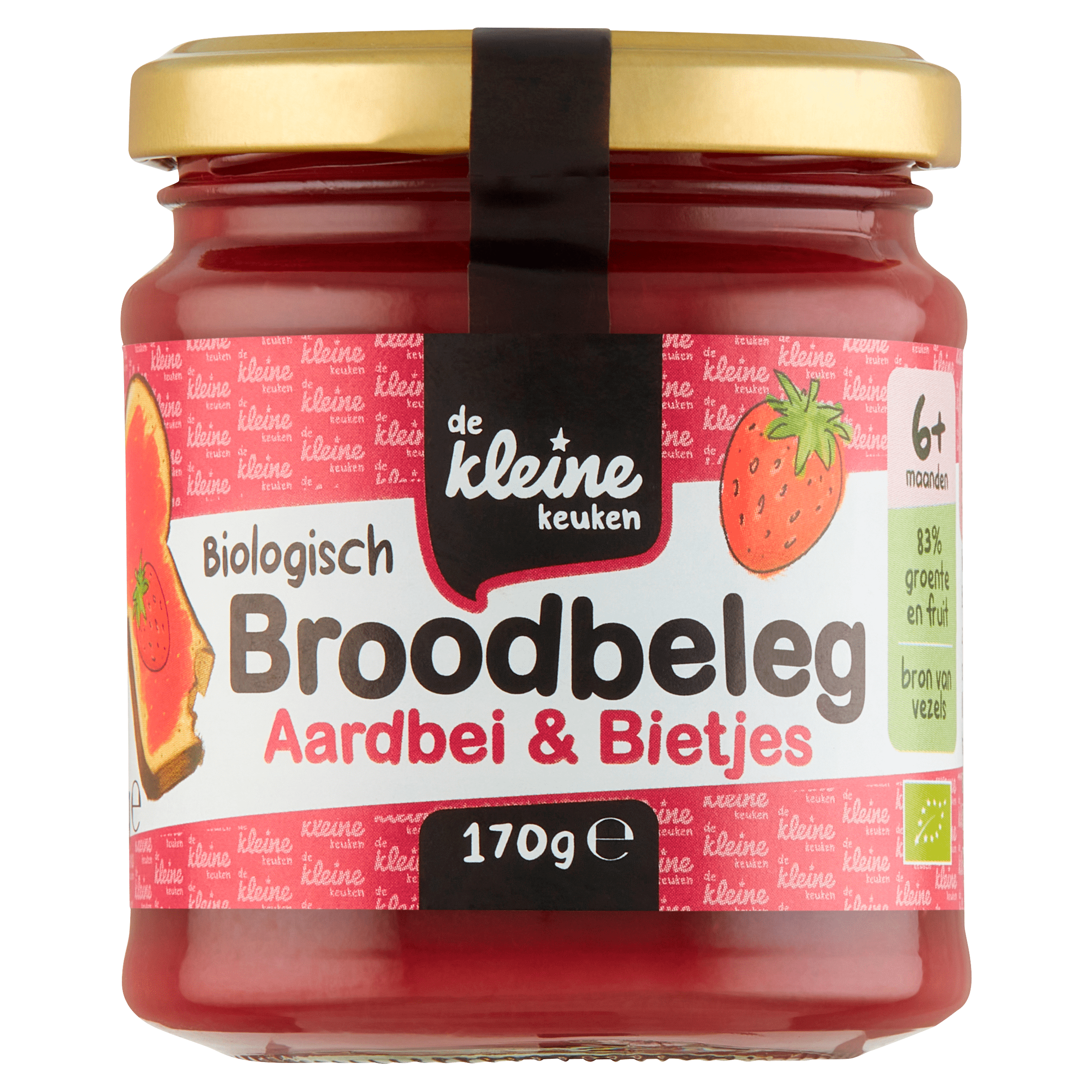 De Kleine Keuken Bio broodbeleg aardbei bietjes 6+ Pot 170 g