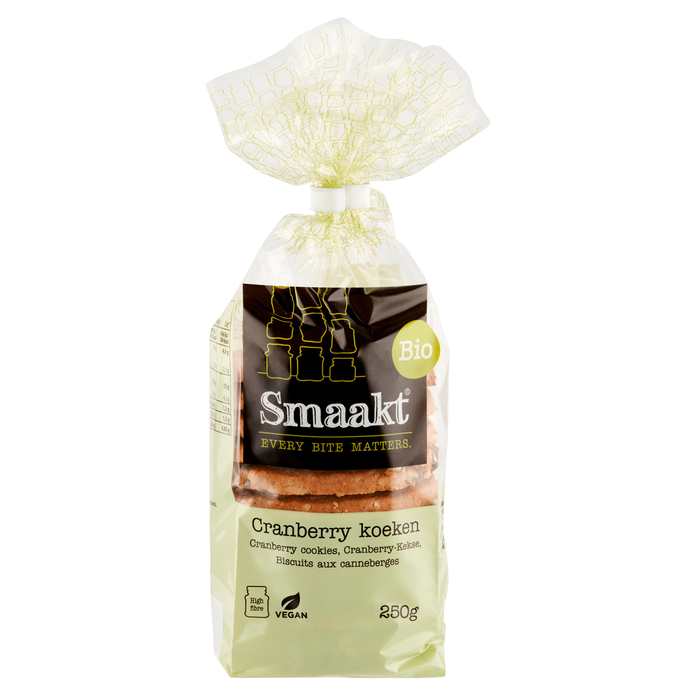 Smaakt Koeken cranberry en kokos bio Zak 250 g