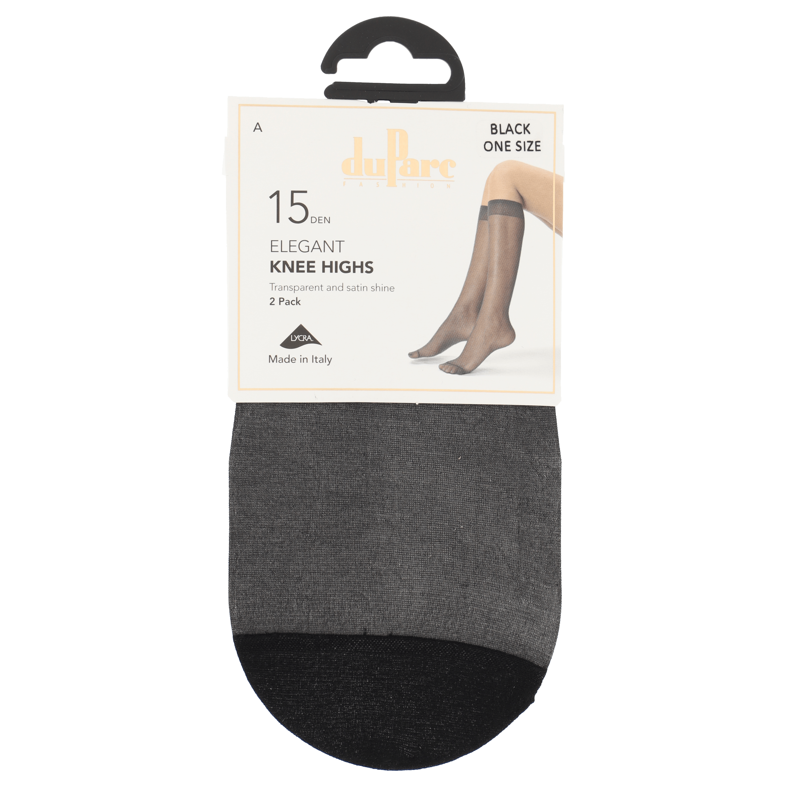 DuParc Kniekaus Lycra 15D zwart 2p