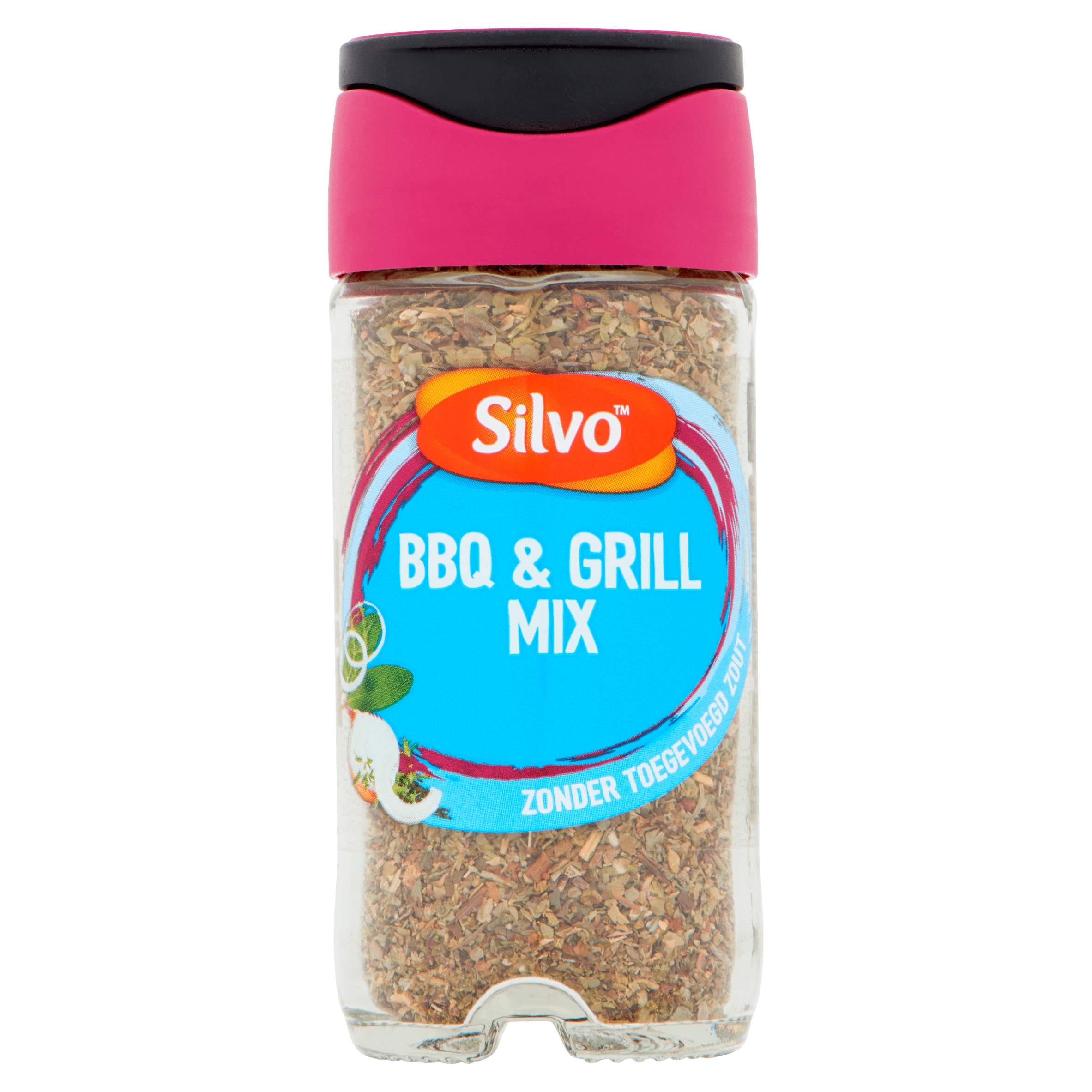 Silvo BBQ &amp; grill mix zonder zout Pot 17 g