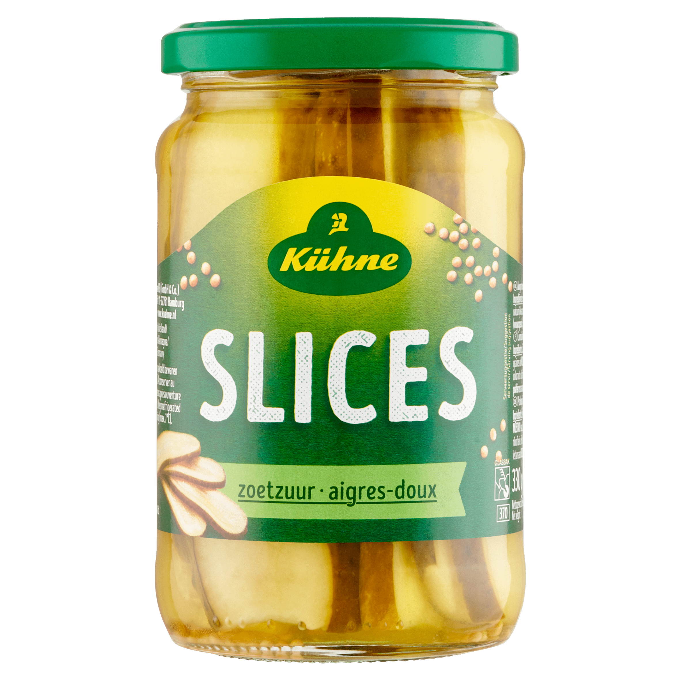 Kuhne Augurken slices zoetzuur Pot 370 ml
