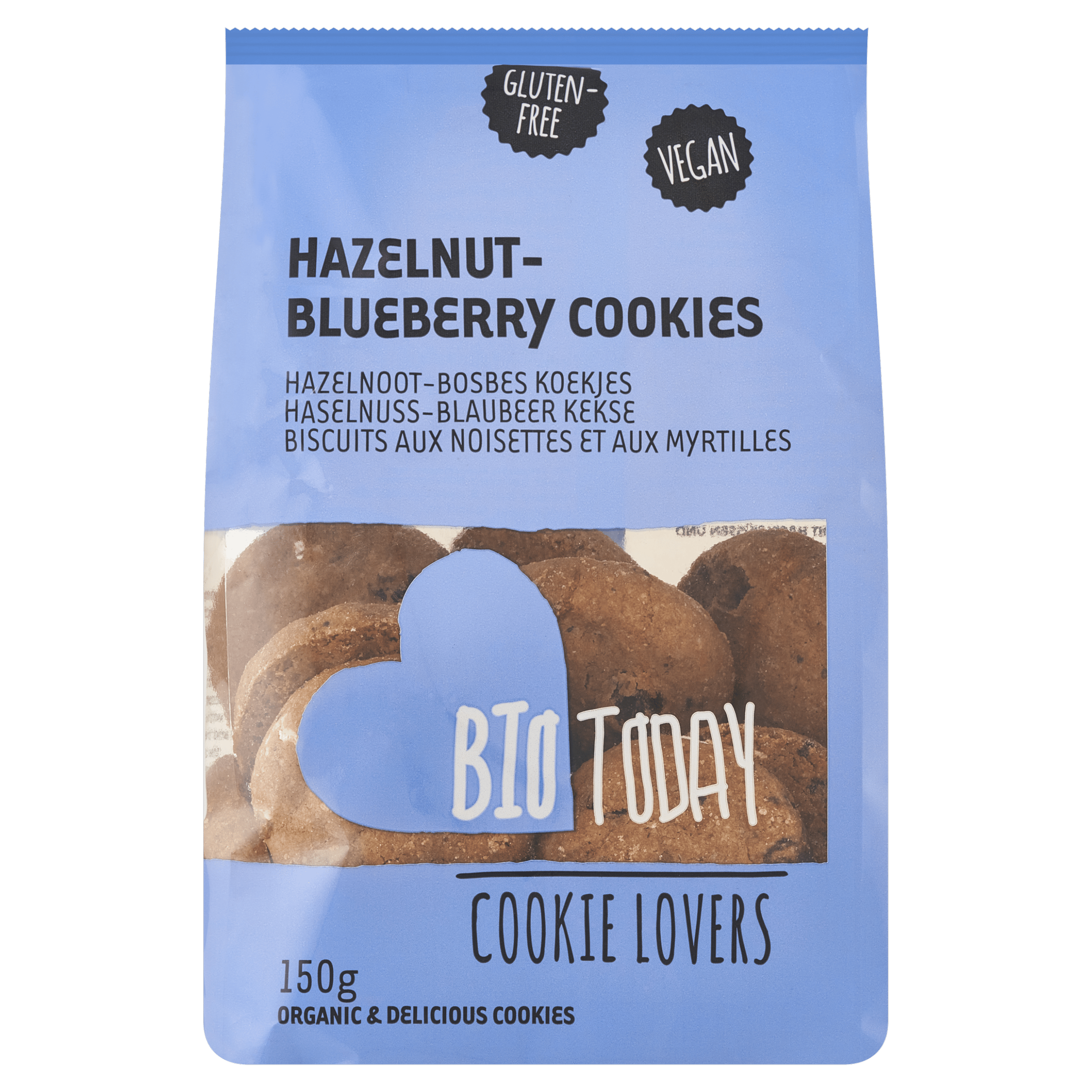BioToday Hazelnut &amp; Blueberry cookies bio Zak 150 g