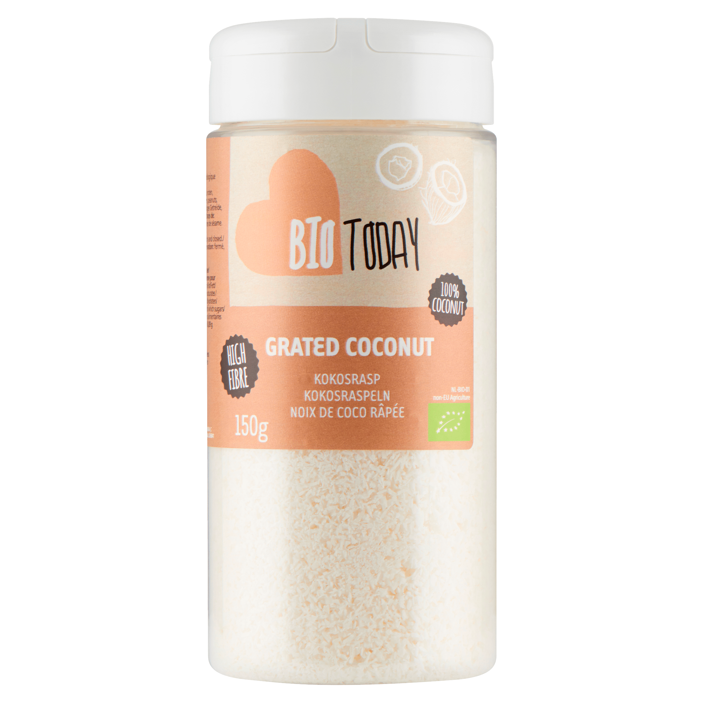 BioToday Kokosrasp fijn bio Bus 150 g