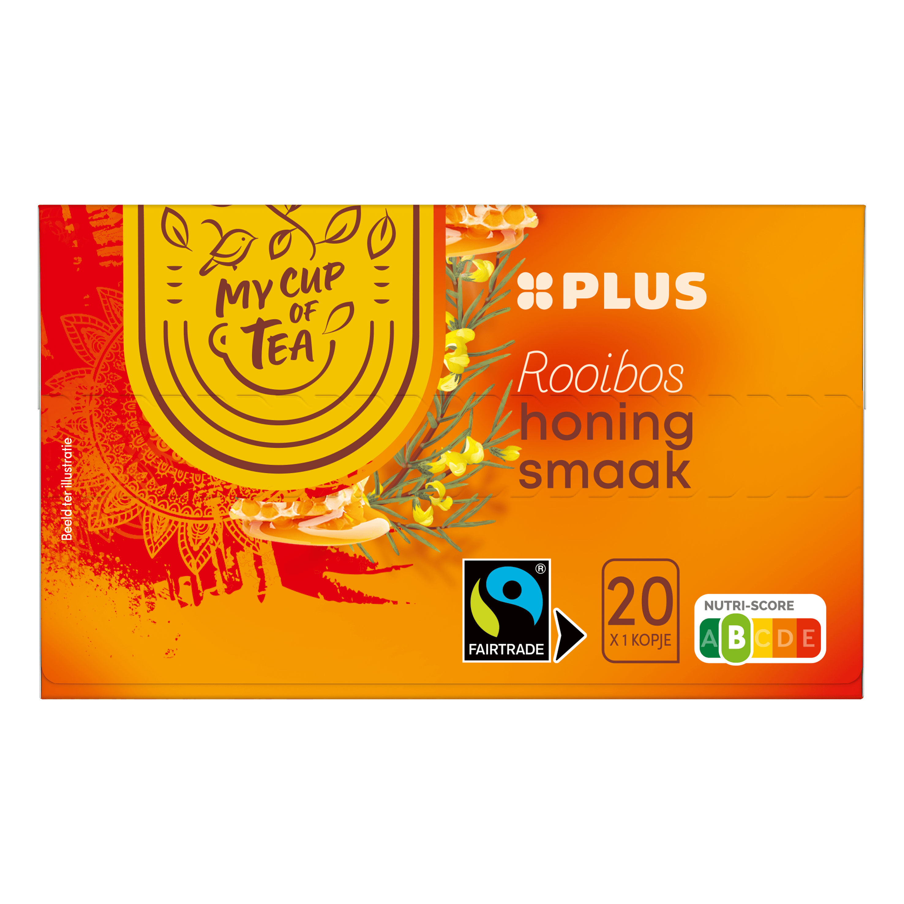 PLUS Thee Rooibos Honing Fairtrade Doos 20 st