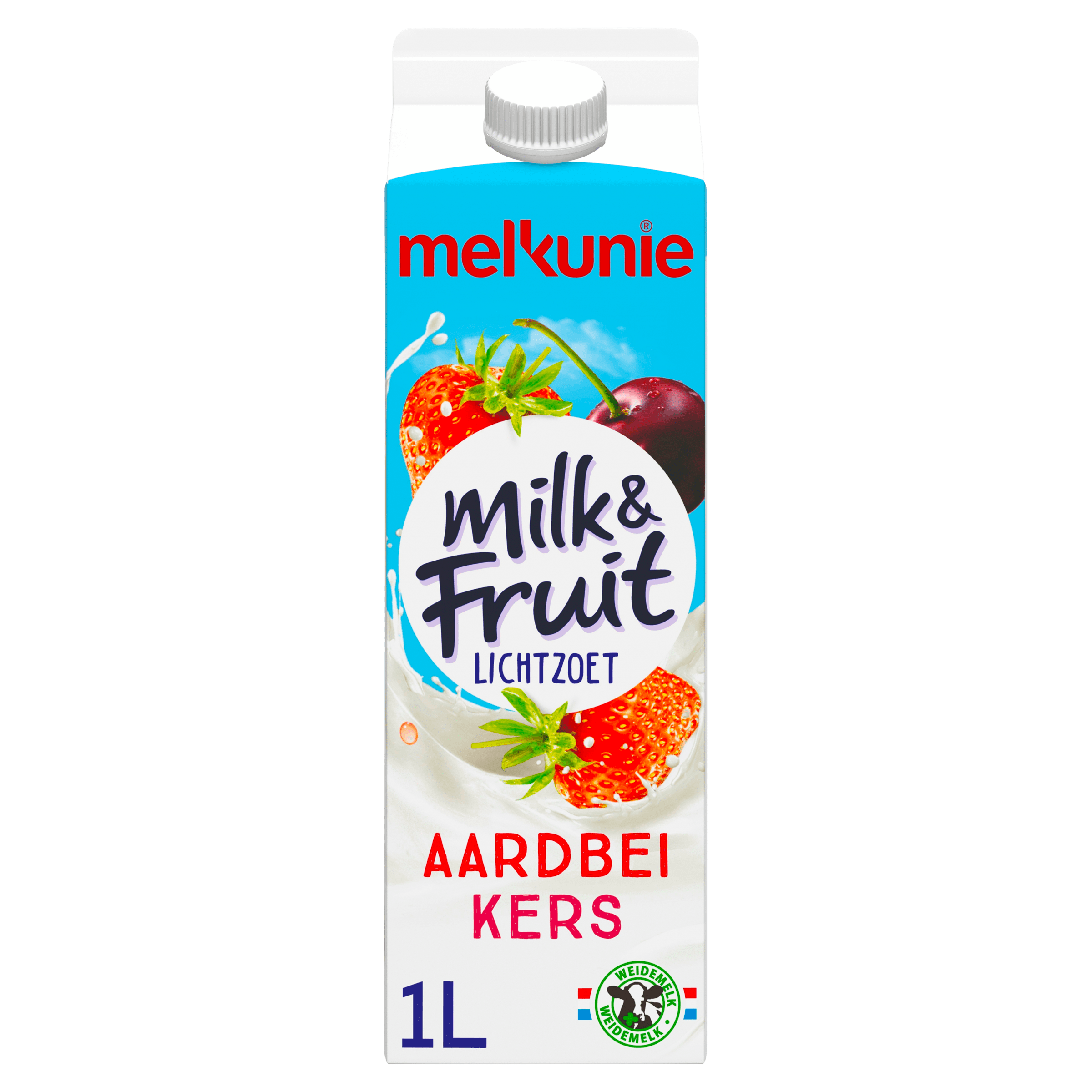 Melkunie Milk&amp;Fruit Lichtzoet aardbei kers Pak 1000 ml