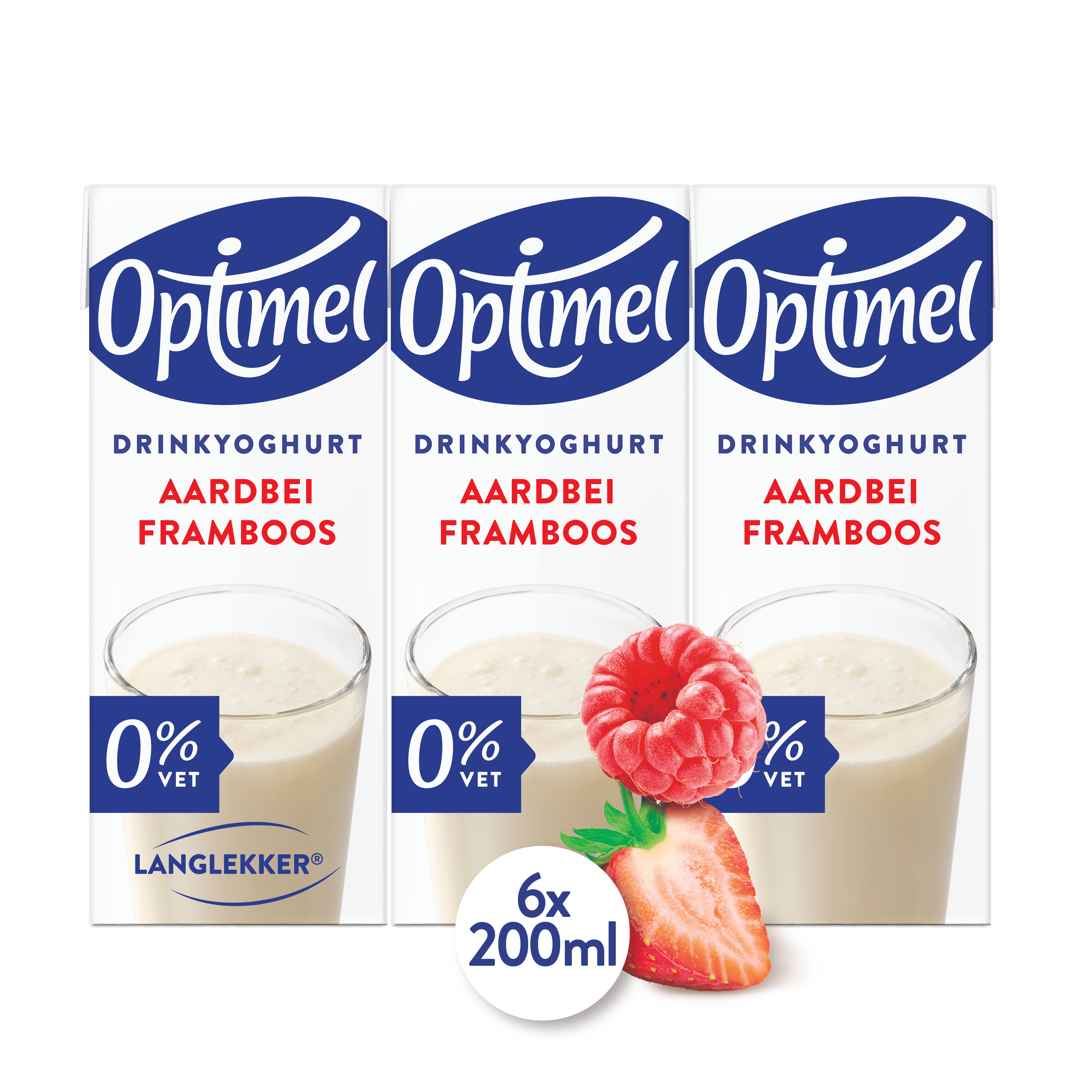 Optimel Langlekker aardbei-framboos mini 6pack Set 1200 ml