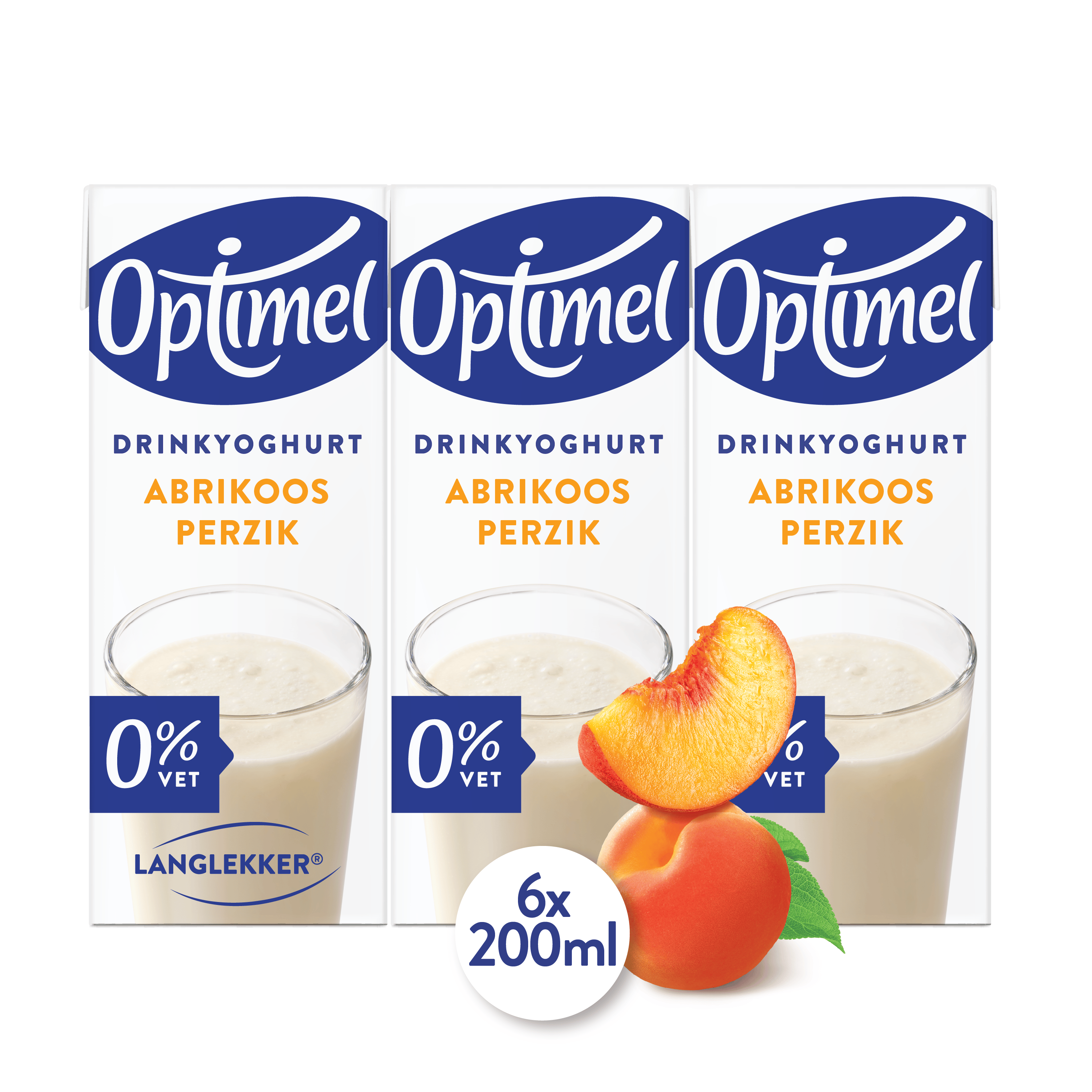 Optimel Langlekker perzik-abrikoos mini 6-pack Pak 1200 ml