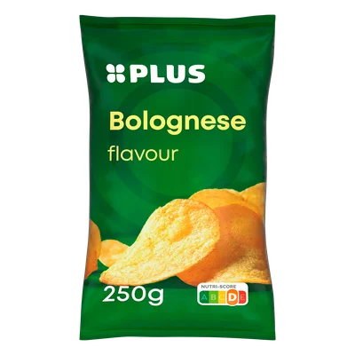 PLUS Ribbelchips bolognese Zak 250 g