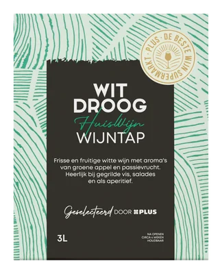 PLUS Huiswijn Wit droog wijntap&nbsp; Bag-in-box 3000 ml